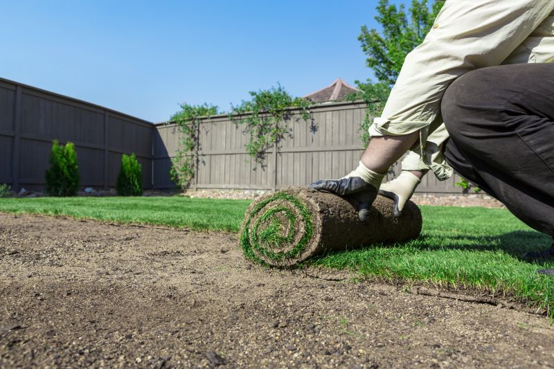 Sod being installed on a slope